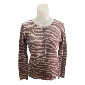 Premise Brown and Tan pattern Cashmere Cardigan Sweater size S